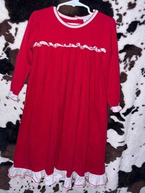 Busy bees smocks Red Long-Sleeve Ruffle dress size 5